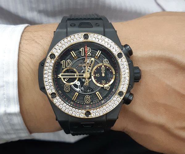 新北流當品拍賣 原裝 HUBLOT 宇舶 BIG BANG 鑽圈 48mm 自動 男錶 9成5新 盒單 ZR423